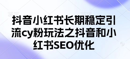 抖音小红书长期稳定引流cy粉玩法之抖音和小红书SEO优化-金云网创