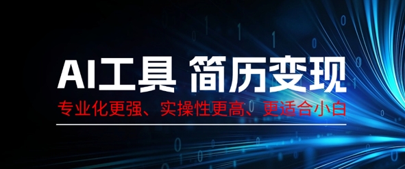 AI工具简历制作变现,专业化更强,实操性更高,更适合小白-金云网创