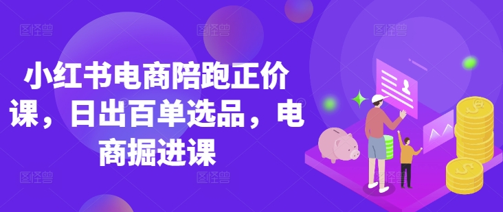 小红书电商陪跑正价课,小红书官方认证电商讲师教学,日出百单选品,电商掘进课-金云网创