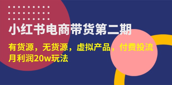 (14186期)小红书电商带货第二期,有货源,无货源,虚拟产品,付费投流,月利润20w-金云网创