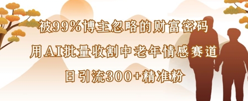 被99%博主忽略的财富密码:用AI批量收割中老年情感赛道,日引流300+精准粉-金云网创