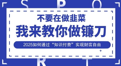 韭菜生涯终结者,我来教你做镰刀,2025如何通过“知识付费”实现财F自由【揭秘】-金云网创